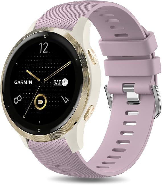 Soft Silicone Strap for Garmin Vivoactive 4S/ Vivomove 3S/ Venu 3S/ Venu 2S, 18mm Quick Release Replacement Watch Band Sport Wristband