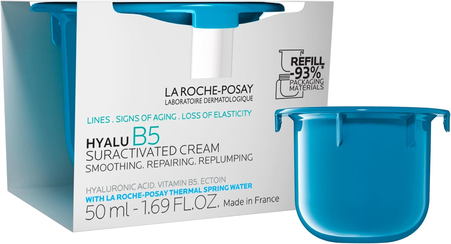 La Roche-Posay Hyalu B5 Suractivated Anti-wrinkle Firming Cream Refill with 3 forms of Hyaluronic Acid, Vitamin B5 and Ectoin, Strengthens Skin Barrier 50ml, Refillable Pot