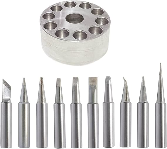 Quality T18 Soldering Tips 10pcs Replacement Tips for Hakko FX-888D FX-888 FX8801 FX-600 T18 with A Solid Metal Tip Holder, SN-T18US10
