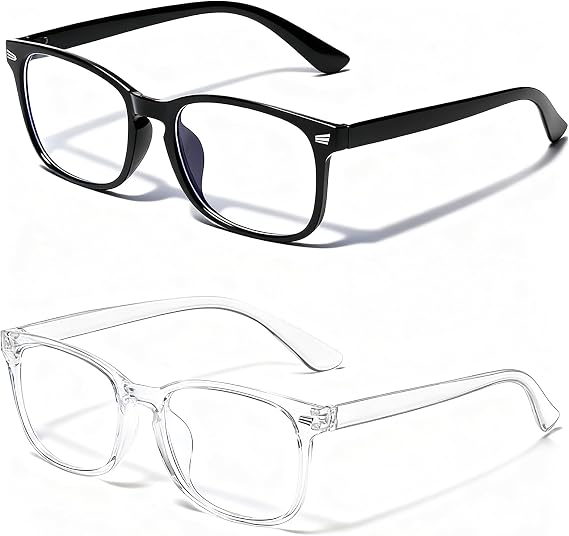 2 Pcs Blue Light Blocking Glasses Anti-Glare Computer Gaming Eyewear Blue Light Filter Glasses Clear Frame Lens Readers Sunglasses for Man Woman