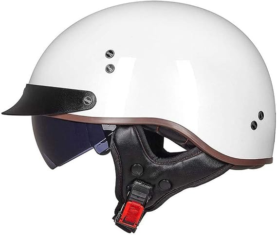 Half Motorcyc leHelmet Retro Vintage Style Motorbike Crash Helmet with Visor UV Protection Safety Cap Motor Helmet for Motorcycles/Scooters/Moped/Cruise/Electric Vehicles/DOT/ECE Certification H,L