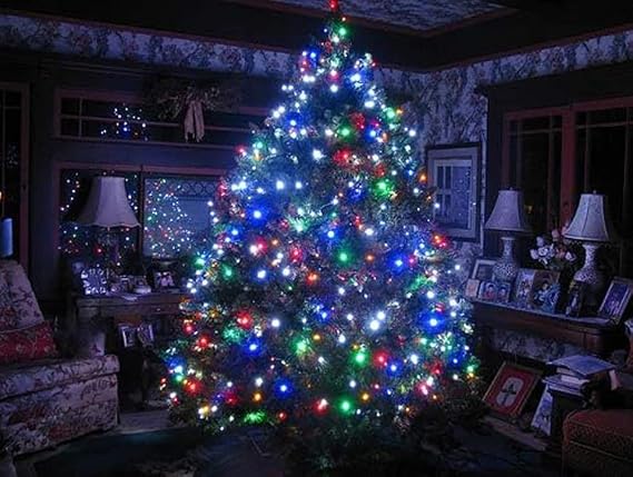 Coverzone 10 Metre Fişli RGB Led Işık Noel Yılbaşı Ağacı Işığı Led Ampül Çam Ağacı Balkon Merdiven Salon Yada Oda Süslemelerinde Kullanıma Uygun 220v Prizden Enerjisini Alır [Enerji Sınıfı A++]