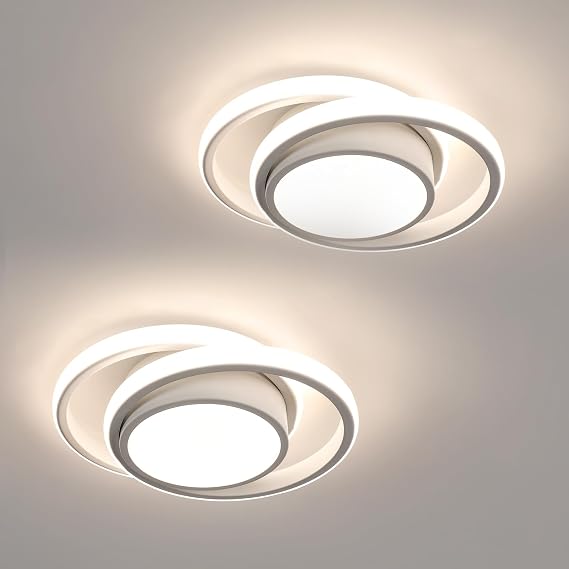 Comely 2 Pack LED Ceiling Lights, Modern LED Ceiling Lights 32W 2350LM, Nature Light 4500K, Round Ceiling Lighting for Bedroom Hallway Balcony Corridor (White) (Dia 27cm)