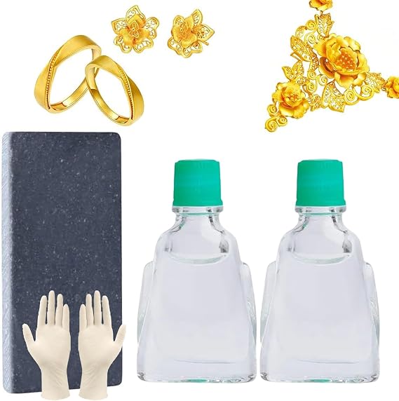 Gold Tester Gold Tester Set Acid Gold Tester Set Gold Tester Set with 2 Pieces Gold Tester Test Stone and Gloves for 24 K Precious Metals Reliable and Quick Testing