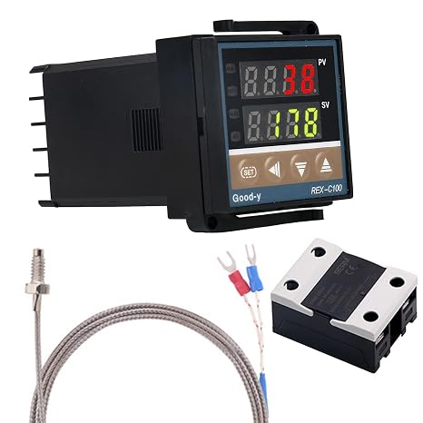 WANGCL Digital PID Controller Intelligent Thermostat with 25A SSR Relay K Type Thermocouple for Electrical Energy Chemical Industry Holding Tanks Ovens - 0-1300 ℃