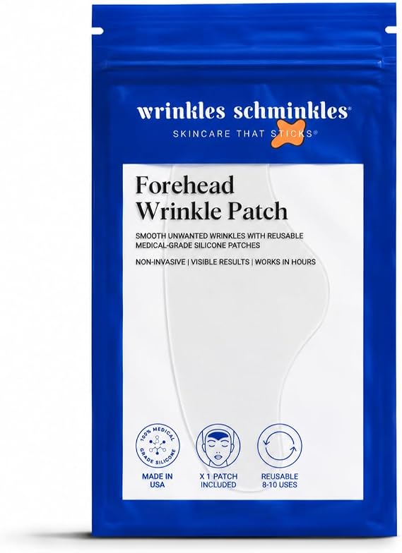 Wrinkles Schminkles Forehead Wrinkle Patches, 1-Pack, Reusable Hypoallergenic Silicone Smoothing Pads for Reducing Frown Lines & Face Lift Overnight