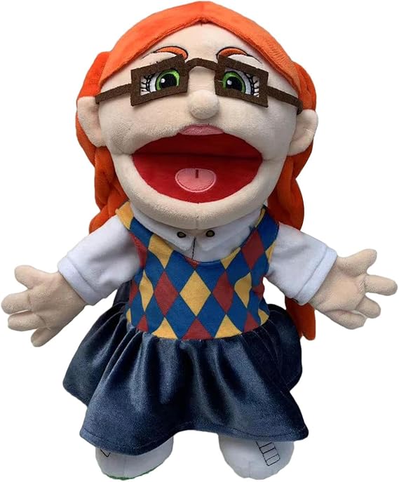 Jeffy Puppet Plush Toy Doll,Mischievous Funny Puppets Toy with Working Mouth,Soft Hand Puppet for Play House, for Halloween