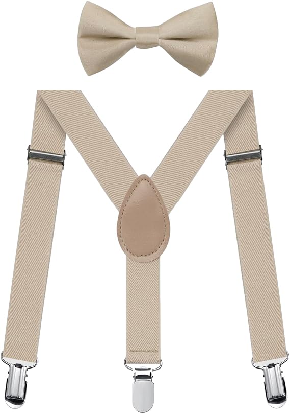 Kids Braces Bowtie Sets for Christmas Party Costume Dress, Y-Shape Adjustable Suspenders With Bow Ties Gift Idea For Boys And Girls
