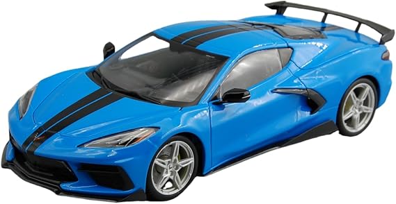 Maisto 1/18 Die Cast Mini Car, 2020 Corvette Stingray C8, Light Blue, Sports Car, Ready-made, Car, Toy Model, Birthday Gift, Boys, Girls, Boxed