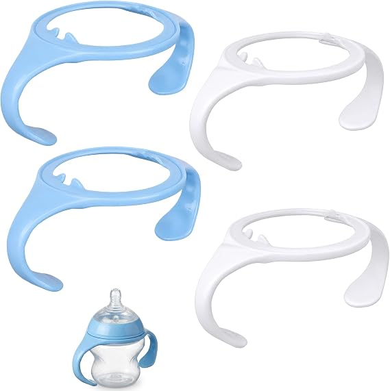 4 PCS Mam Bottle Handles, Mam Handles for Bottles, Practical and Comfortable, Essential Bottle Parts for Parents, in White and Blue