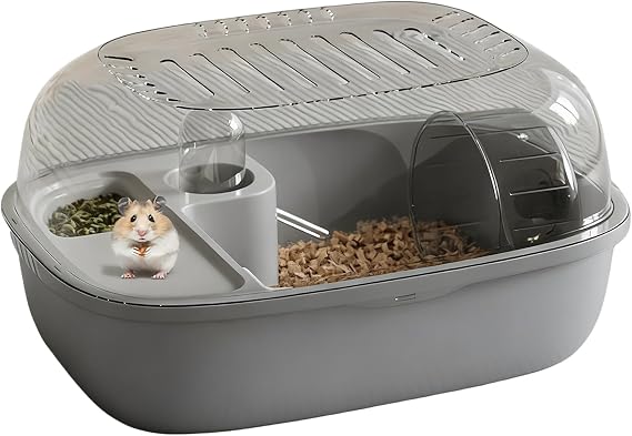 Hamster Cage - 2-Tier Small Animal House with Exercise Wheel - Clear Pet Mice House - for Indoor Home Outdoor Travel Apartment