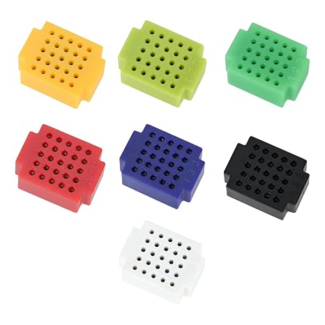 7pcs Mini Breadboard Solderless 25 Tie Points Prototype PCB Bread Board Electronics Kit Plates, ZY-25, 7 Color