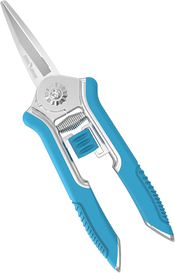 FLORA GUARD Micro-Tip Pruning Snip, 6.5 Inch Secateurs with Soft-Touch Handle, Pruning Shears, Stainless Steel (Blue)