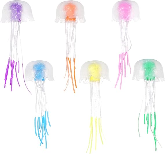 6 Pcs Artificial Jellyfish Aquarium Ornaments Colorful Silicone Fish Tank Decorations Lifelike Floating Aquarium Decor for Fish Lovers Home Office Fish Tank