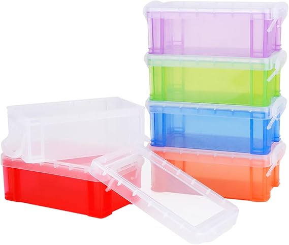 6Pcs Small Clear Organiser Boxes with Lids, 5.3 x 3 x 2 Inch