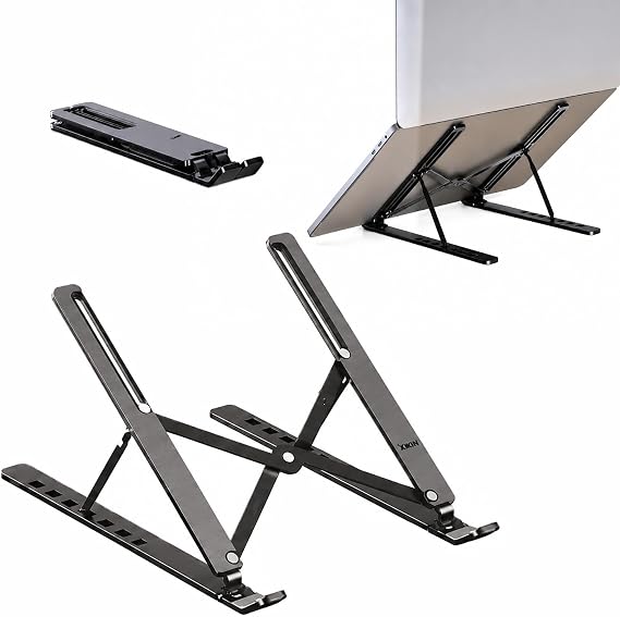 Coverzone Katlanabilir Laptop Standı Alüminyum Alaşımlı 7 Kademe Ayarlanabilir Ergonomik Notebook Yükseltici Kaymaz Tasarım Isı Dağıtımlı Laptop ve Tablet Standı | XK-Holder34