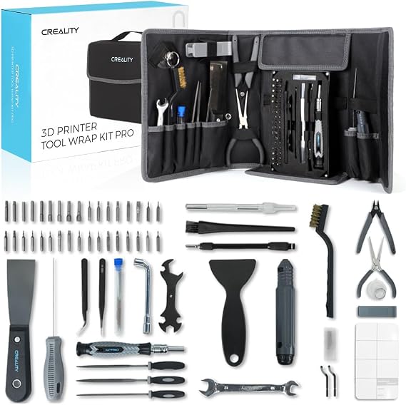 Creality Official 3D Printer Tools Kit, 74 Pieces 3D Printer Tool Wrap Kit Pro 3D Printer Accessories with Storage Bag for 3D Printer Nozzle Cleaning Removing Model Processing Multi-Purpose Tool Box