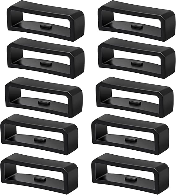 10Pcs 22mm Watch Band Holder Loop, Silicone Watch Strap Replacement Rubber Fastener Rings Band Keeper, Compatible with Garmin Smart Watch Wristband, Black