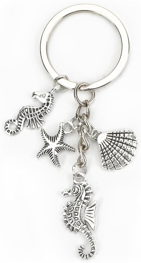 Sea Inspired Keychain Accessories,Cute Seahorse,Starfish and Scallop Keychains for Keys,Good Luck Gifts,Cute Women's Key Rings,Small Travel Charms,A Unique Touch for Every Bag,Small Keychain for Keys