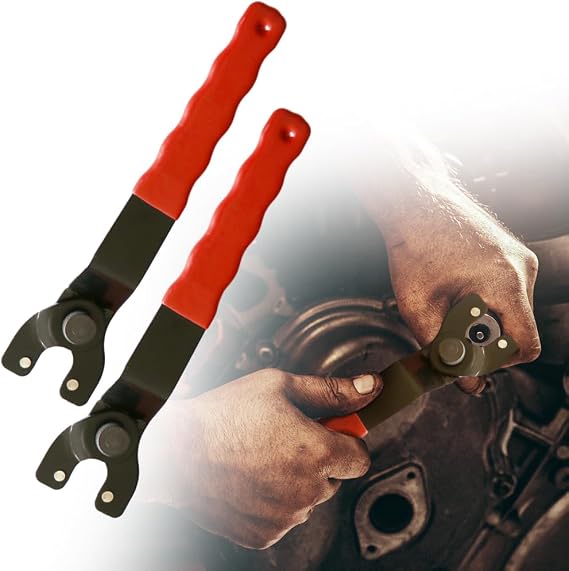 Drkicsy 2PCS Angle Grinder Wrench Thickened Disassembly Tool Adjustable, Lock-nut Grinder Wrench Adjustable Grinder Wrench Locknut Wrench Grinder Tool, Angle Grinder Socket Wrench Pin Wrench (Red)