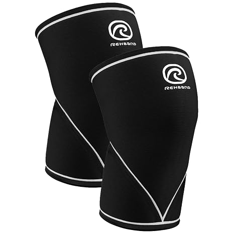 Rehband 7051 Classic 7mm V-Knee Sleeves for Weight Lifting Competition Grade Powerlifting Knee Sleeves for Crossfit, Squats, Gym Compression Sleeves, Color: Black - 1 Pair, Size: M