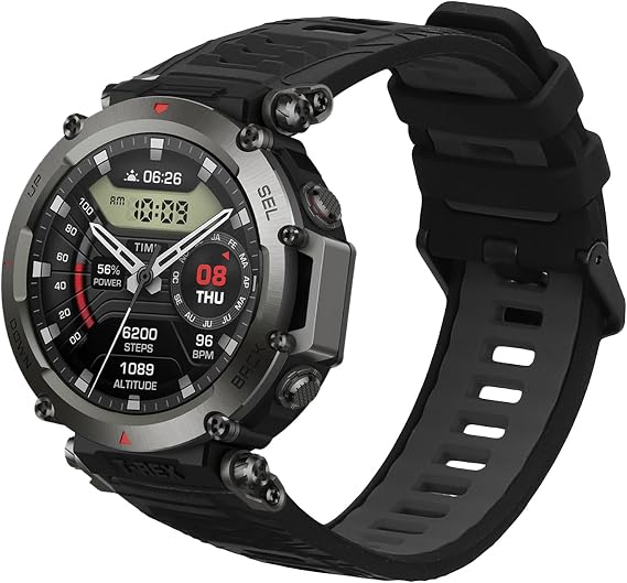 kwmobile Strap for Amazfit T-Rex 3 Watch Strap - Silicone Replacement Watch Band - Black/Grey