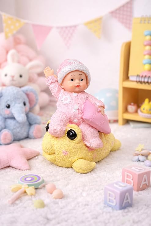 BUFFER® Decotown Hediyelik Sevimli Pembe Bebek Biblo Polyester Süs Eşyası