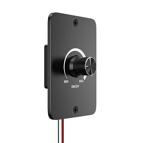 DoRight 12V Dimmer Switch, 5A 60W Low Voltage PWM Dimmer, 12 Volt Dimmer Switch for LED Lights, Smart Dimmer Light Switch for RV Auto, Camping Trailers, Boats, Caravans, Campervan, Black