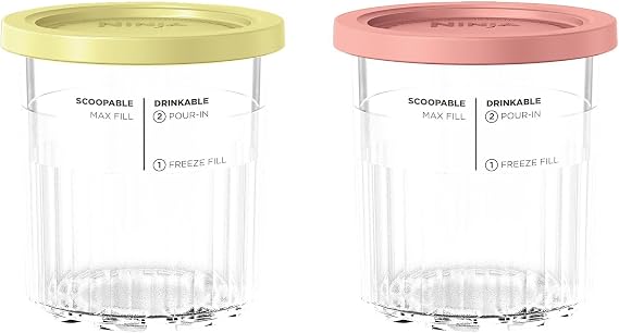Ninja Creami XSKPNTLD2EUUK Set of 2 Deluxe Ice Cream Containers, Compatible with Deluxe Ice Cream Maker, Original Creami Accessory, BPA Free, Dishwasher Safe, Lids