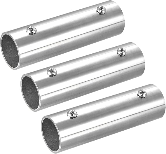 sourcing map 3Pcs Straight Pipe Fitting Connector, 304 Stainless Steel 2-Way Hand Rail Tube Connector 100mm Length, for 1"(25mm) OD Handrail Railing