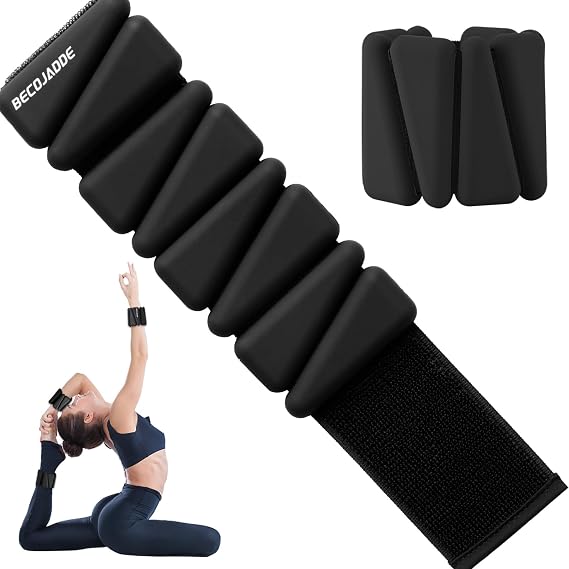 BECOJADDE Ankle Weights Set of 2 (0.45 kg/0.9 kg Each) for Women Men Adjustable Silicone Wrist Weights Wearable Arm & Leg Weights for Home Pilates Walking Workout Yoga