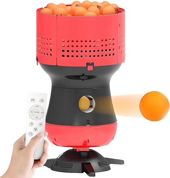 Automatic Ping Pong Ball Launcher Machine,Cordless Control,Table Tennis Serving Robot,Speed Spin Frequency Adjustable,for Practice Training Main