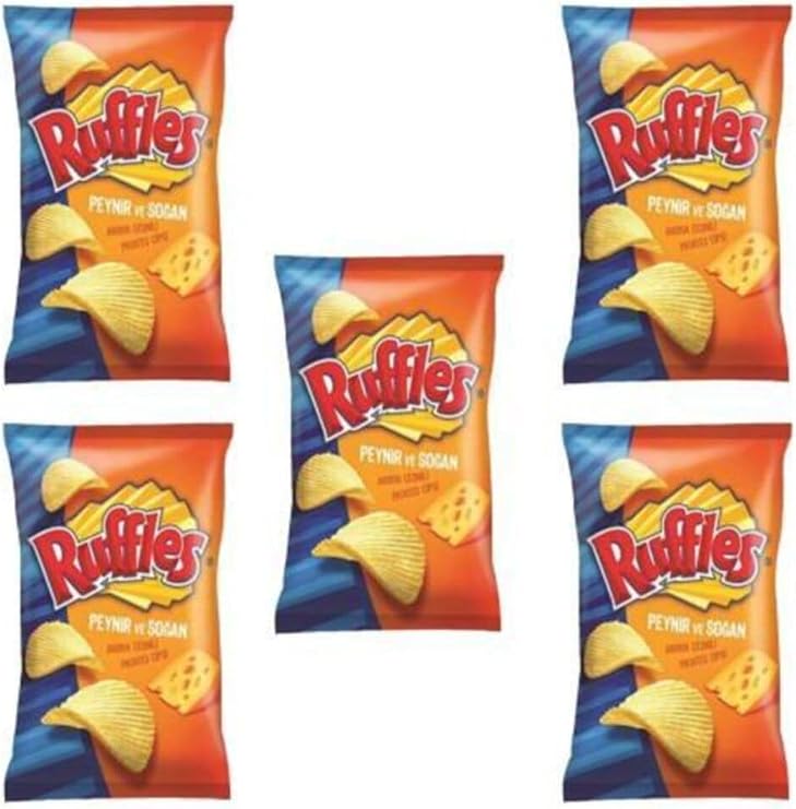 Ruffles Peynir ve Soğan Aromalı Patates Cipsi, 5'li Paket, 98 gr