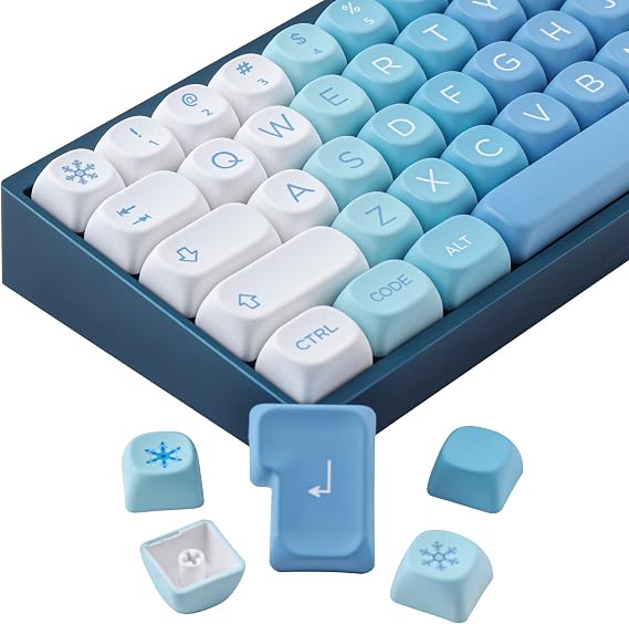 Sunzit Cute Custom PBT Keycap Set - 148 Keys MOA Profile, Dye-Sub Blue Snow Monster for Cherry MX Switches, ISO/ANSI UK Layout Mechanical Gaming Keyboard