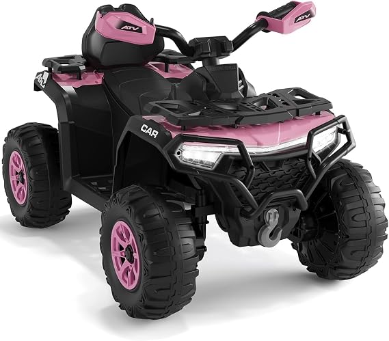 12V Kids Ride on ATV with Remote Control & Spring Suspension, Pink