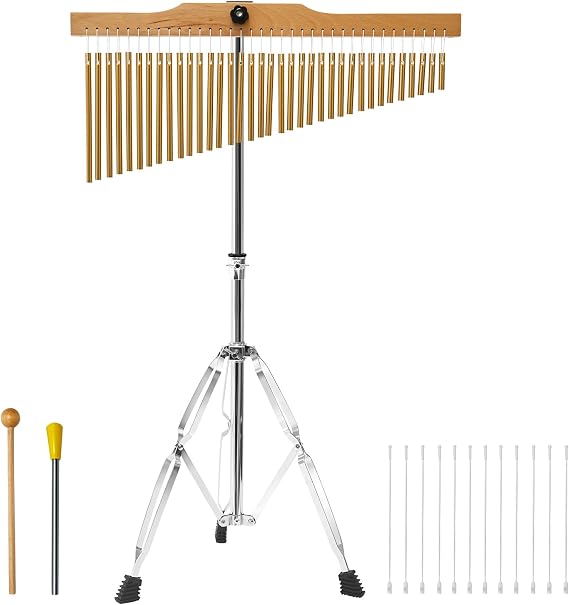 36-Bar Chimes 36 Notes Single-Row Wind Chime with 2.5-4FT Adjustable Stand Musical Percussion Instrument for Orchestras Choirs Classrooms Church Bands