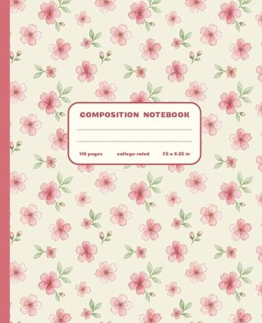 Composition Notebook College Ruled: Coquette Pink Floral Notebook for School, College, University, Work | Cute Girly Journal for Women, Teens, Girls | Cottagecore Aesthetic Stationery Gift