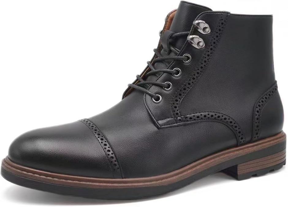 Finishing & Sewing Mens Lace Up Brogue Ankle Boots Cap Toe Oxford Style