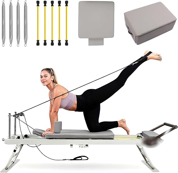 Pilates Reformer Machine, Foldable Pilates Machine Equipment Pilates Reformer Machine for Home and Gym, Pilates Exercise Equipment