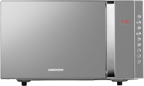 MEDION MD17495 3-in-1 Microwave with Grill and Hot Air Function, 800 Watt Power, 1200 Watt Grill/Hot Air Power, 23L, MD17495, Silver