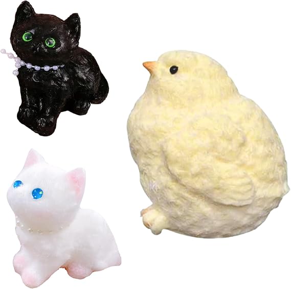 3PCS Taba Squishy Fufu Squishy Decompression Taba Squishy Cat Mini Taba Squishy Chick Suitable for Boys and Girls Party Children's Fun Gifts