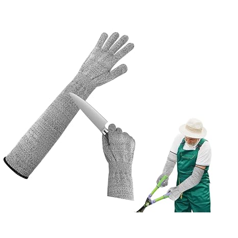 Guard Gloves Gardening, Level 5 Cut Resistant Gloves With Long Arm Sleeves, Cut Proof Sleeves, Long Gardening Gloves for Work Kitchen Heavy Duty for Gardeners Construction Workers (50 CM)