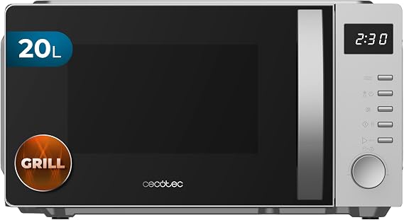 Cecotec Microwave with Grill Proclean 5105 Silver. 700W, 20L, 3DWave Technology, Grill, 5 Power Levels, Timer 30 Min, Defrost, Clock Display, Perfect Gratins