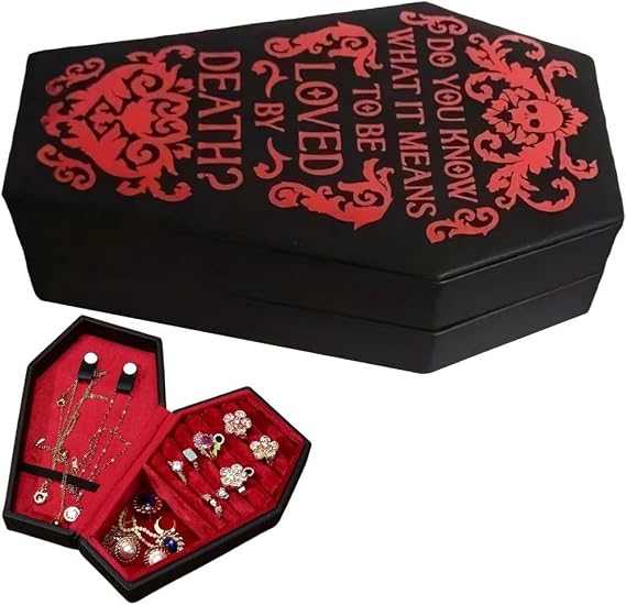 Storage Boxes,Gothic Coffin Shaped Jewelry Box Stylish Velvets Rings Choker Box Case Halloween Jewelry Organizer Decorations for Girls