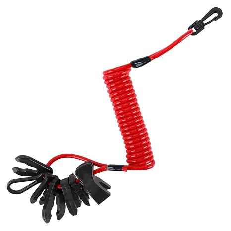 Outboard Kill Switch Lanyard Emergency Stop Safety Tether Cord with 7 Keys