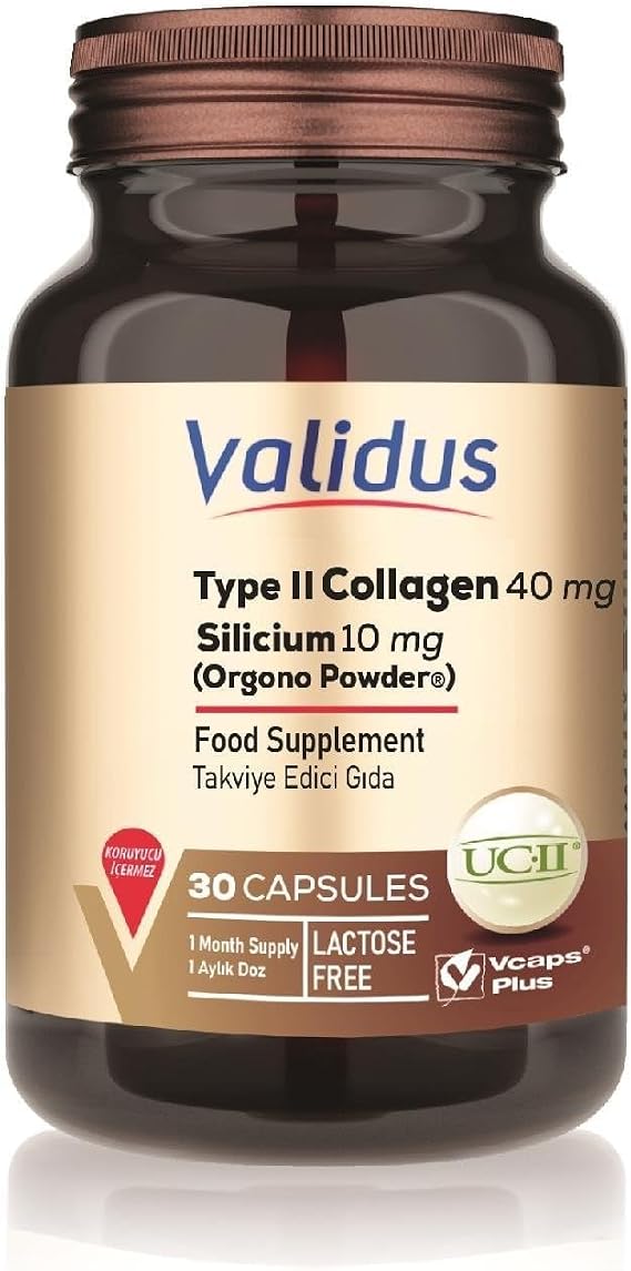 Validus Type 2 Collagen 40 Mg (UC2 PATENTED) Silicium 10 Mg (ORGONO POWDWER PATENTED) 30 Capsules