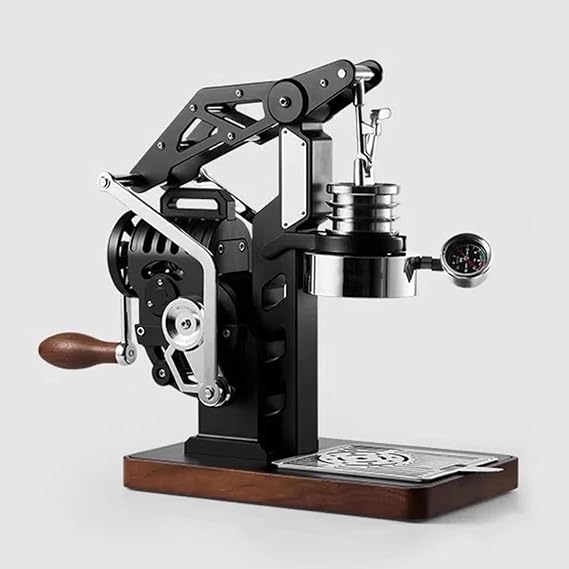 Hand-Cranked Espresso Machine with Adjustable Pressure and Temperature, 18 Bar Mechanical Coffee Maker for Commercial and Home Use