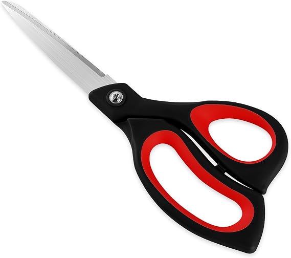 8.5 Inch Heavy Duty All Purpose Scissors, Professional Ultra Sharp Stainless Steel Blades for Fabric, Paper, Crafts - Comfort Soft Grip Handles for Office, Home, Packages and Light Gardening Black