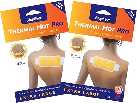 StopEver Thermal Hot Pro Hot Therapy Belt - Pack of 2 | 8 Hours Effective Heat Tape Against Waist, Neck, Shoulder Muscle Pain | Air Activated Natural Heat | Extra Large Size for Waist, Neck, Shoulder