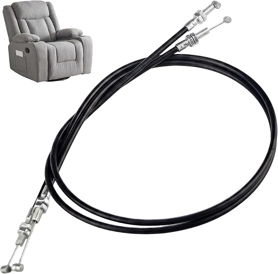 2PCS Recliner Chair Cable Replacement, Universal Metal Recliner Handle Pull Cable with Spring Hook, Sofa Couch Release Lever Replacement Parts for Massage Chairs and Armchairs
